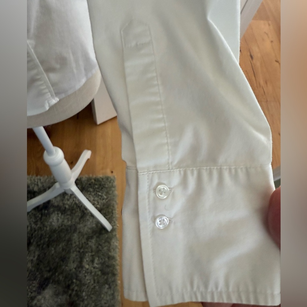 New York & Company Cotton Blend White Button-Down Stretchy Shirt - Picture 5 of 6